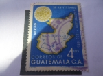 Stamps : America : Guatemala :  Mapa de Guatemala - 50 Aniversario Club Rotatorio (1905-1955) y Logotipo.