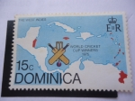 Sellos del Mundo : America : Dominica : Mapa de las Indias Occidental - Serie:Ganadores de la Copa Mundial  de Cricket.