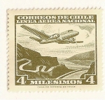 Stamps Chile -  Avion sobre rio.