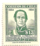 Sellos de America - Chile -  Cent. del fallecimiento del presidente J.J. Prieto. (sobretasa)