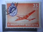 Stamps : Asia : Singapore :  Douglas DC 4M2 Argonaut Aircraft.