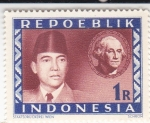 Sellos del Mundo : Asia : Indonesia : Presidente Sukarno y George Washington