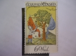 Stamps Czechoslovakia -  Paisaje con Pierrot y Banderas (1828) - Paul Legrand-Serie:Objetivo de Tiros.