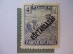 Stamps Hungary -  Segador-Agricultura - Cosechadora con Sobreimpresión 