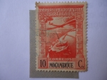 Stamps : Africa : Mozambique :  Avión Sobre Globo - Imperio Colonial Portugués.