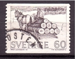 Stamps Sweden -  Transporte de troncos por tierra
