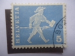 Sellos de Europa - Suiza -  Mensajero de friburg - XVII Centenario - Historia Postal de Friburg.