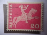 Stamps Switzerland -  cartero a Caballo - 19 Centenario