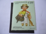 Stamps Colombia -  Artesanía - Artesanía Colombiana- Campesino Antioqueño. Dibujo de Mosdóssy.
