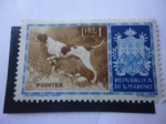 Stamps San Marino -  Pointer Canis lupus familiaris)- Perro de Caza-Escudo de Armas.