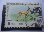 Sellos del Mundo : Asia : Irak : Gacella de Montaña - Gacela. Serie:Animales Nativos.