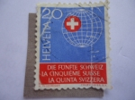 Stamps Switzerland -  Globo con Cruz Suiza - 50 Aniversario de la Sociedad Suiza en el extranjero.