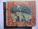 Stamps : America : Jamaica :  Llandovery Falls- Cascada . One penny- Reino Unido,Colonias.