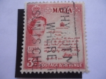 Stamps : Europe : Malta :  Queen Elizabeth II - Pergamino del Rey - Serie:1956/58