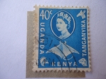 Sellos de Europa - Reino Unido -  África del Este Británico (Uganda-Kenia-Tangani) - Manta Raya - Elizabeth II.