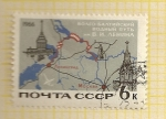 Stamps : Europe : Russia :  Mapa Moscu a Lningrado