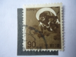 Stamps Japan -  Fujin, Dios del Viento - Sötatsu Yawaraya (1550-164) Artista Japonés