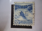 Stamps Switzerland -  Cascadas del Rin - Cerca de de Schaffhause. 