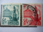 Stamps Germany -  Alemania, Ocupación Aliada 1945/49 - Palacio de Rastatt,Baden Wurttemberg - Alemania. Serie: Zona Fr