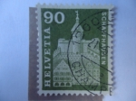 Stamps Switzerland -  Ciudades de Munot y Schaffhausen - Fortificación de Munot vista desde Schaffhausen.
