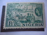 Stamps Nigeria -  Cosecha de Nueces - Queen Elizabeth II