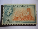 Stamps America - Barbados -  Cultivo de Caña de Azúcar - Ingenio Azucarero.  
