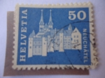Stamps Switzerland -  Iglesia y Castillo de Neuchatel-Suiza