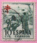 Stamps Spain -  Pro Tuberculos (Niños en la Playa)