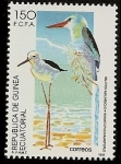 Stamps Equatorial Guinea -  Aves -  cigüeñuela  y Alción kingfisher de pecho azul