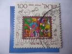 Sellos de Asia - Israel -  Filatelistas dentro de Sello - Jerusalen 