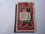 Stamps Germany -  Radio Alemana. Oso con Pantalla de T.V- Grabar-Cartel de la Exposición.