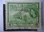 Stamps United Kingdom -  Rice Combine - Cultivo de Arroz - Serie:Queen Elizabeth II