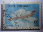 Stamps : Asia : Turkey :  Cumhuriy - Duglas DC9-30 - Correo aéreo Regular.