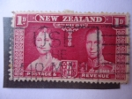 Stamps New Zealand -  Coronación del Rey George VI - Reina Isabel Bowes-Lyon - Monarcas del Reiono Unido.