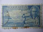 Stamps : America : Barbados :  Pescador Nativo - King George VI (1895-1952)