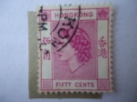 Stamps Hong Kong -  Queen Elizabeth II . Serie:1954/60