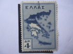Stamps Greece -  Mapa de Grecia, 1830-1930- Serie:Historia Griega.