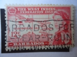 Stamps : America : Barbados :  Las Indias Occidentales - Mapa de la Federación  1958