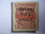 Stamps : Europe : Greece :  Sobre Estampación en sellos 1909/1910 de Grecia. Revolución Griega.
