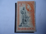 Stamps Barbados -  Lord Nelson, Almirante-Estatua de bronce, en Bridgetown.