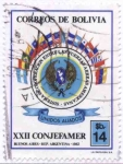 Stamps Bolivia -  Cooperacion entre las fuerzas armadas Americanas - XXII Conjefamer Buenos Aires