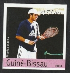 Sellos del Mundo : Africa : Guinea_Bissau : Olimpiadas de Atenas, Nicolas Massu, tenis