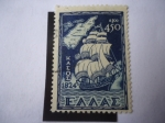 Stamps : Europe : Greece :  Isla Kasos en el Archipielago Griego de Dodecanese-Mar Egeo - Nave.