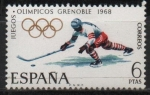Stamps Spain -  X Juegos Olimpicon d´invierno en Grenoble (Hockey sobre hielo)