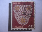 Stamps Switzerland -  Estampado de Flores de un Bordado de Algodón.
