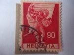 Stamps Switzerland -  Representación Histórica -Oficial Portador Estándarte.