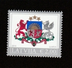 Stamps : Europe : Latvia :  Escudo de Letonia, margen de plata