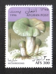 Stamps Afghanistan -  Hongos, Russula de agrietamiento verde (Russula virescens)