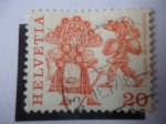 Stamps Switzerland -  Silvestreklause-Herisau (Suiza) Tradiciones-Folclor.