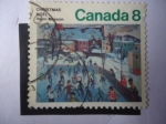 Stamps Canada -  Patinadores en Hull-Quebec. Oleo de Henri Masson - Navidad 1974.